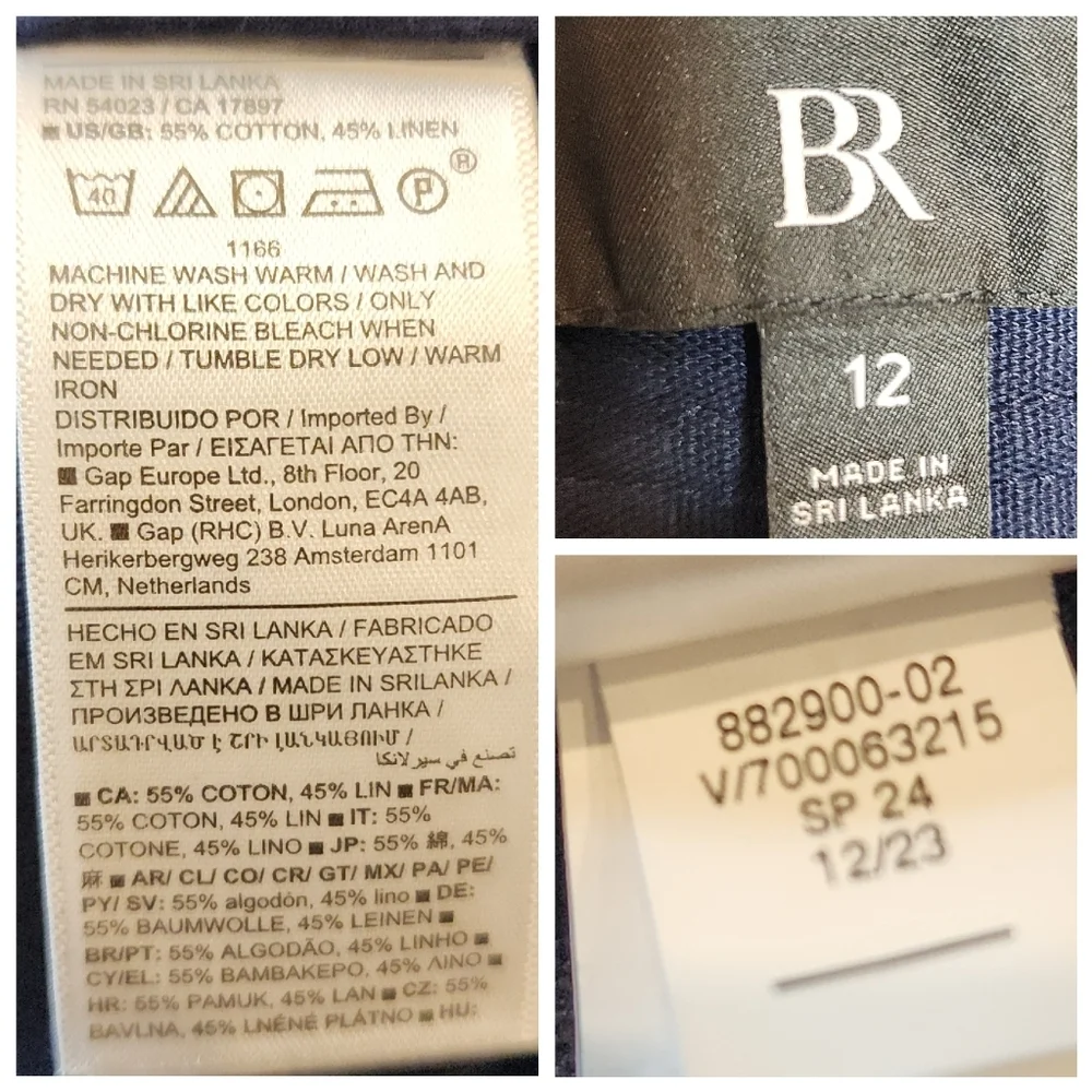 Banana Republic Linen Cotton Mya‎ Cargo Utility Pants Navy Blue Size 12